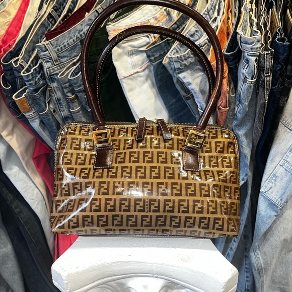 Vintage Y2K Fendi Plastic Covered Zucca FF Logo Shoulder Bag - Picture 1 of 8